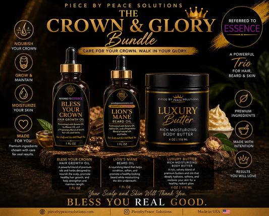 Body Care Essentials Bundle-- (All you have to choose for this order are the fragrances for the Body Butter and the Lion's Mane Beard Oil. The Bless Your Crown hair oil will be automatically placed in the shipment)